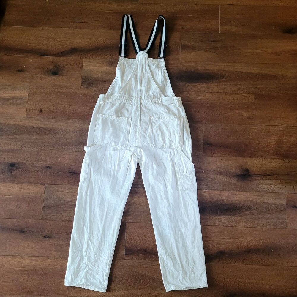 Sybilla Overalls Women Sz 12 EUR 42 White Cotton Carpenter Denim Jean Adj Strap - Picture 2 of 16